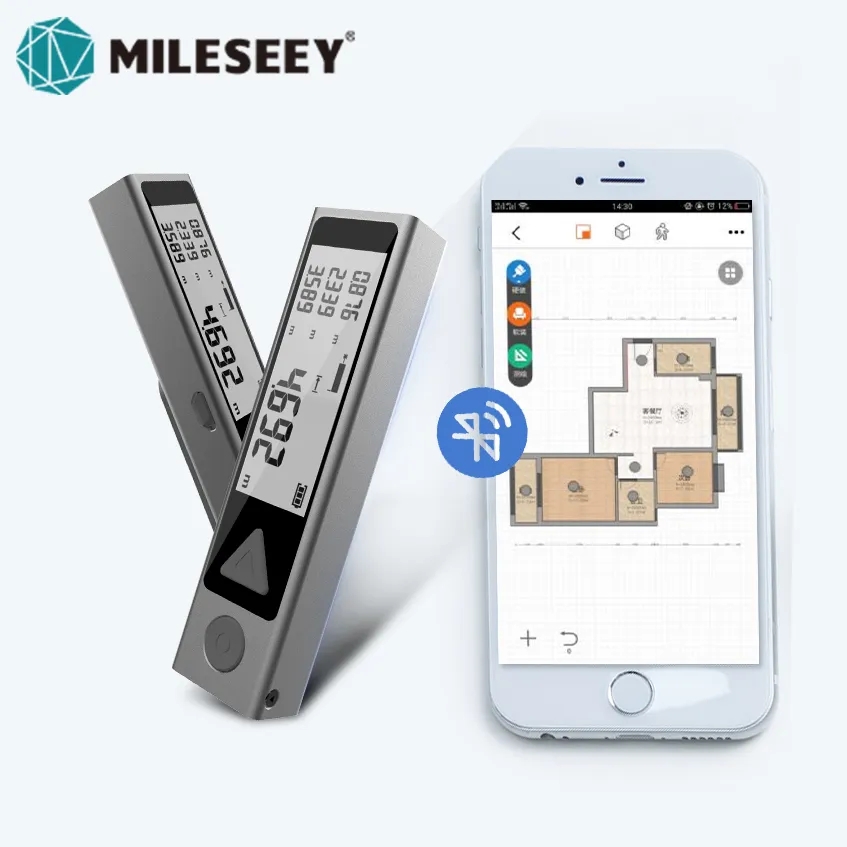 MILESEEY-telémetro láser M120 40M, cinta métrica, ruleta con rueda, con transmisión en inglés