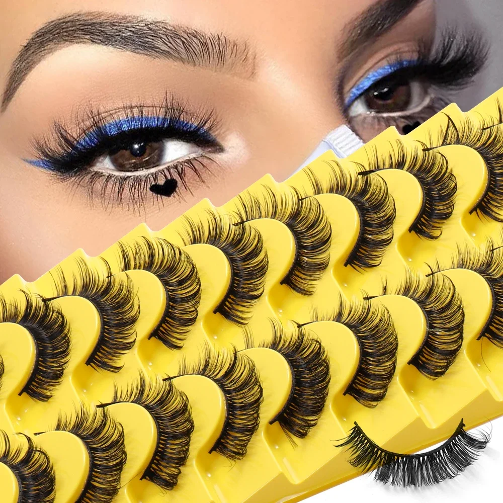 10 pares de cílios tira de volume russo cílios d encaracolado vison cílios postiços parecem extensões