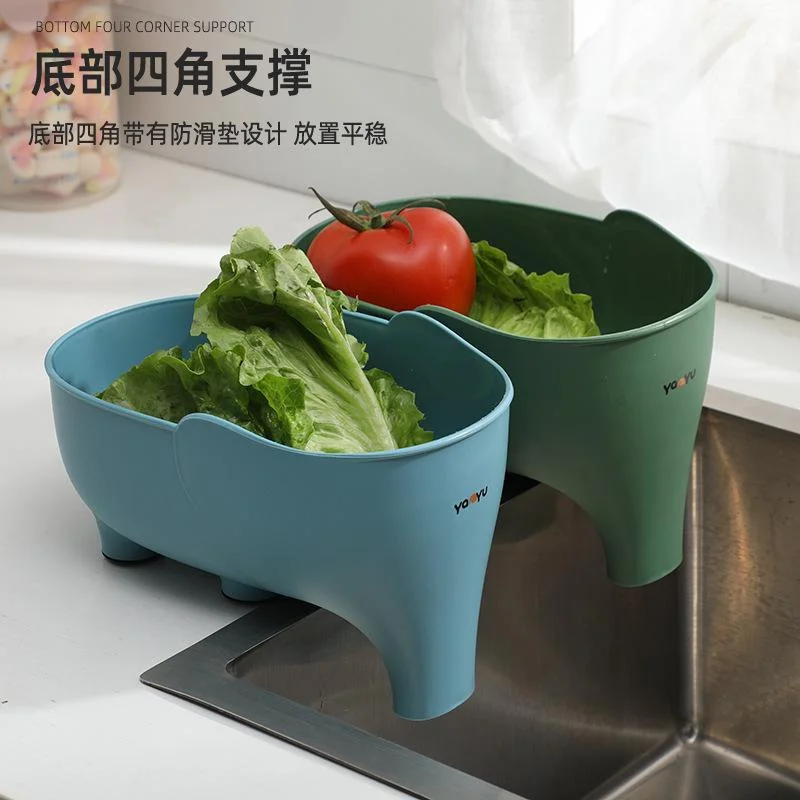 Colador de drenaje para fregadero de cocina, cesta, filtro de basura sobras, cestas de verduras colgantes con forma de elefante, escurridor de lavado, estante de almacenamiento