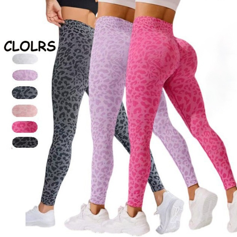 Cintura alta esportes leggings mulheres sem costura leopardo calças de yoga sexy hip lift trainning fitness esportes ao ar livre collants para mulher