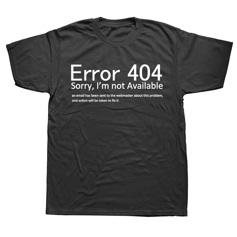 404 Foutcodering T-shirt Geek Programmeur Tee Tops Ronde Hals Korte Mouwen Mode T-shirt Kleding Casual Basic T-shirts Y2K Top