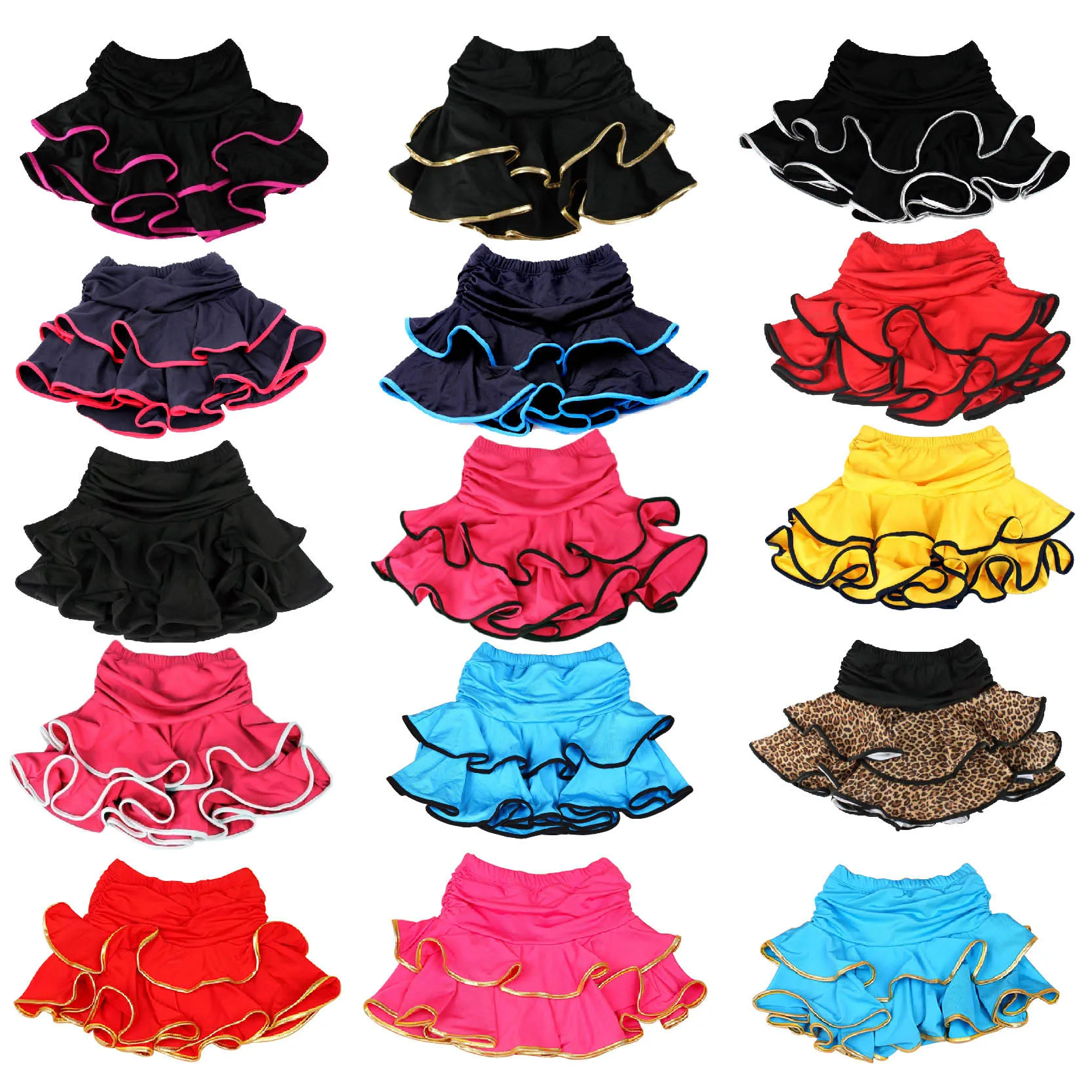 10 colori nuove ragazze gonna da ballo latino sala da ballo samba chacha vestito da ballo culottes per bambini spettacolo spettacolo spettacolo gonna dancewear