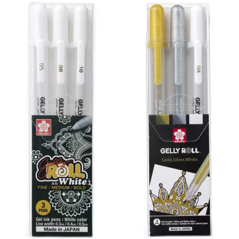 Sakura Japan 3-teiliges Set Gelly Roll Classic Highlight Pen Gel-Tintenstifte Helles weißes Stift Highlight Sketch Markers Farbhervorhebung