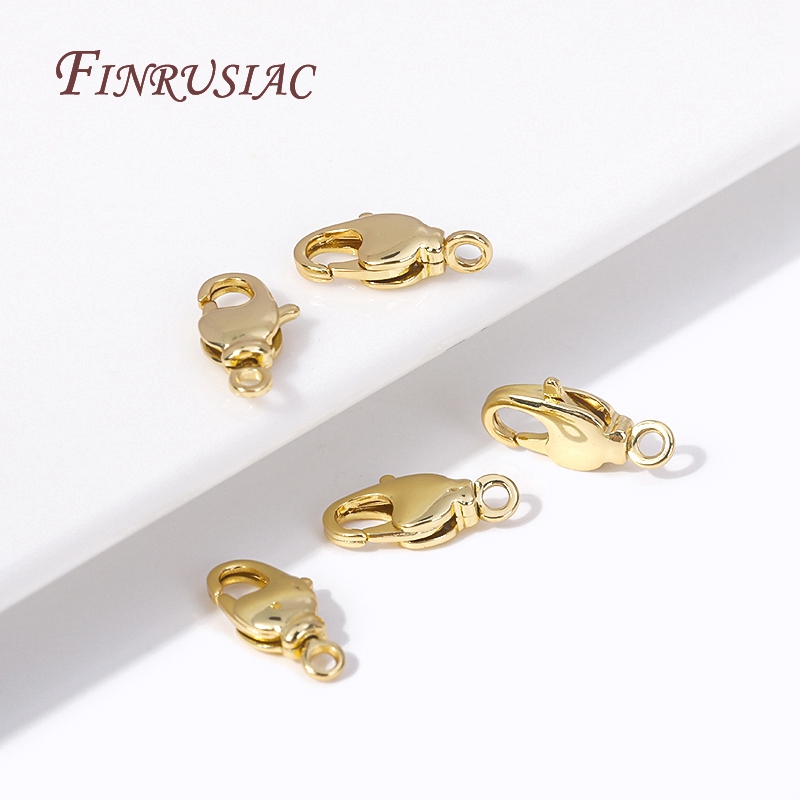 15mm * 7.5mm 18K Oval berlapis emas gesper Lobster dengan cincin tertutup konektor untuk DIY buatan tangan membuat kalung gelang aksesoris