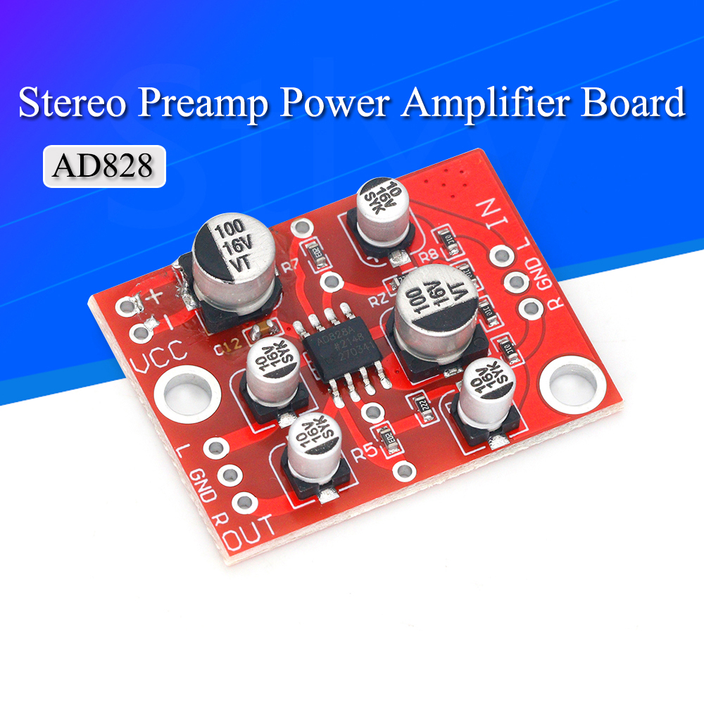 1-20 pièces DC 5 V-15 V 12 V AD828 préampli stéréo carte amplificateur de puissance Module de préamplificateur