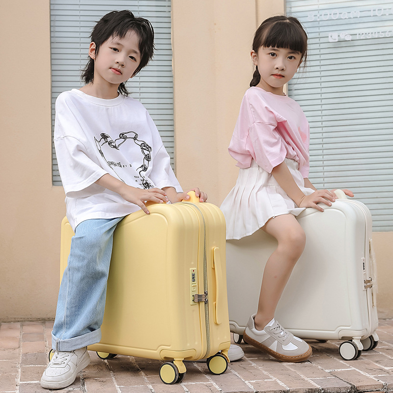 Casing koper beroda untuk anak, casing koper berpergian motif kartun ringan untuk anak laki-laki dan perempuan
