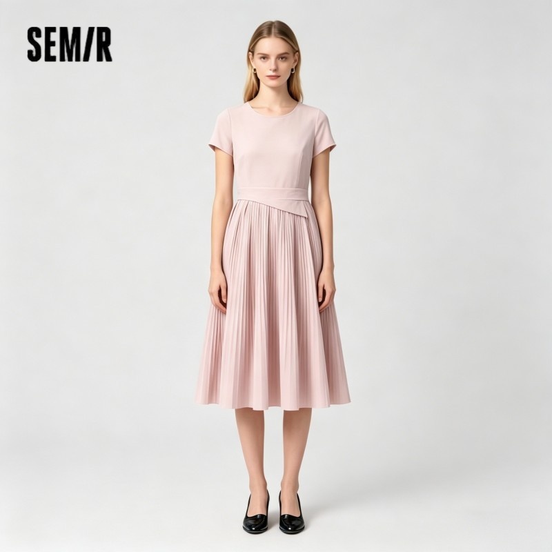 Semir Damenkleid Plissiert 2026 Rundhals-Kragen Kühlend Tailliert Urbaner Casual Alltagsstil Weich Bequem Tägliche Kleidung Trendig
