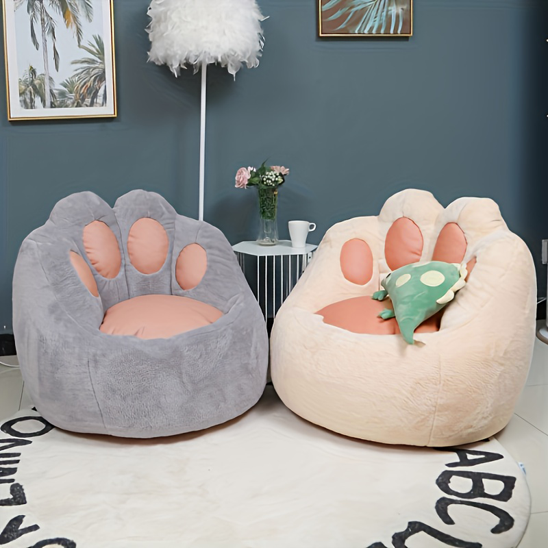 Super Cute Plush Cat Claw Lazy Sofa Bean Bag cover Tatami Small Sofa Cover Kid Single Bedroom Balcony Chair Seat Cover No Filler