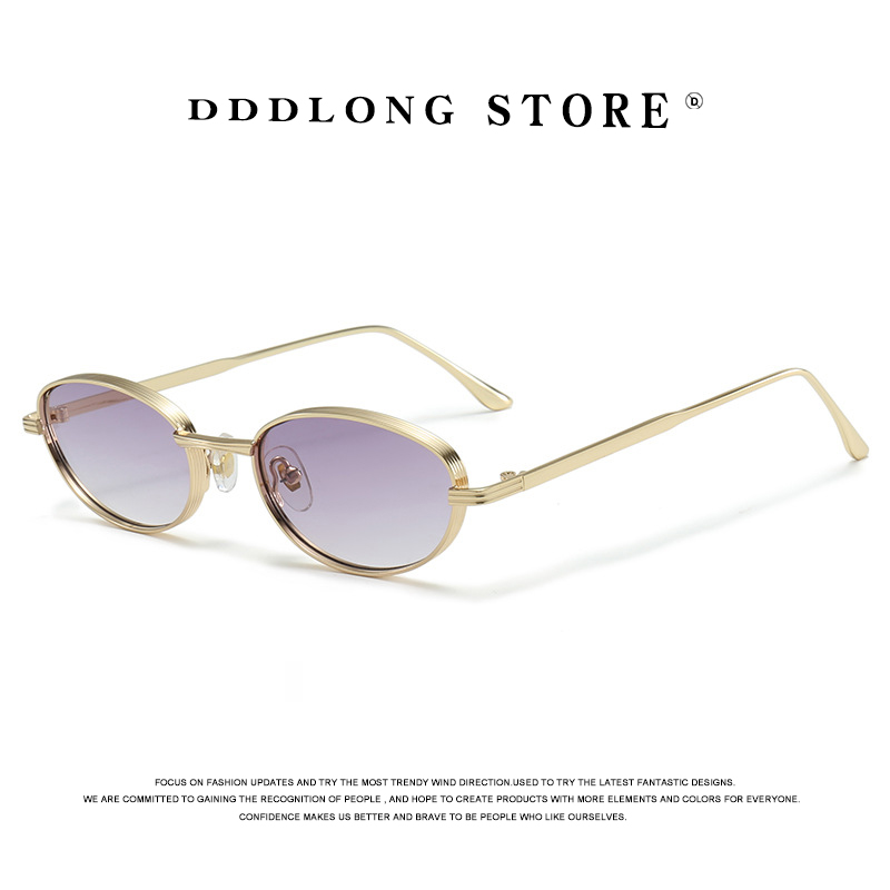 DDDLONG Moda Piccoli Occhiali da sole rotondi retrò Donna Classica Vintage Punk Occhiali da sole per uomo Occhiali Tonalità esterne D609