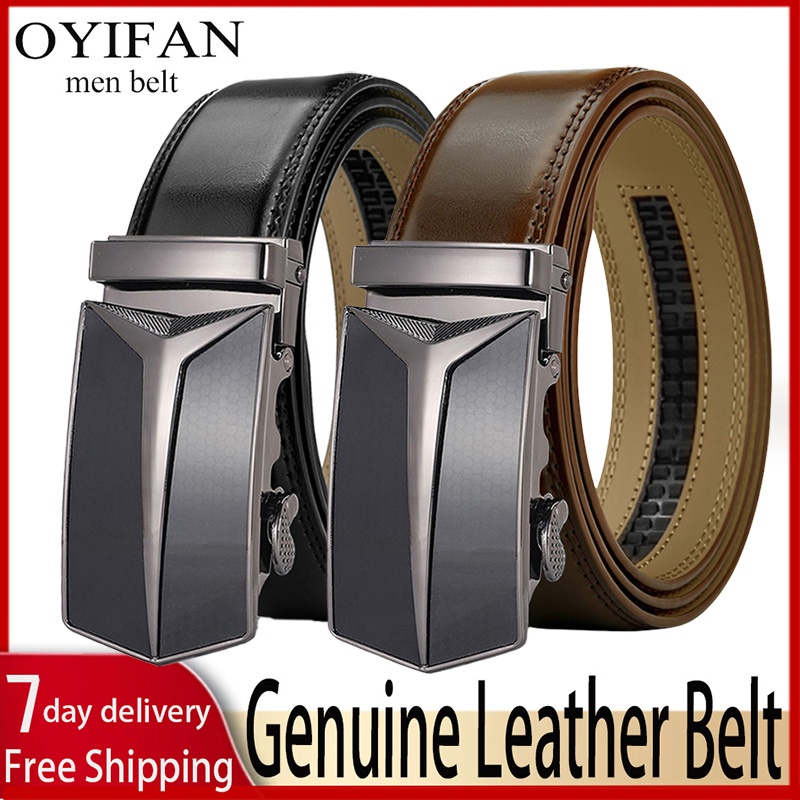 Cintura da uomo di marca OYIFAN, lunghezza 115 cm-145 cm, cintura in vera pelle, cintura automatica regolabile, cintura da uomo di lusso