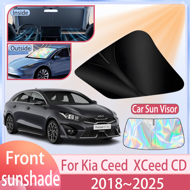 Pare-soleil de pare-brise avant de voiture pour Kia Ceed XCeed CD 2018 ~ 2025 2024 2023, couverture de pare-soleil, accessoires de Protection anti-uv