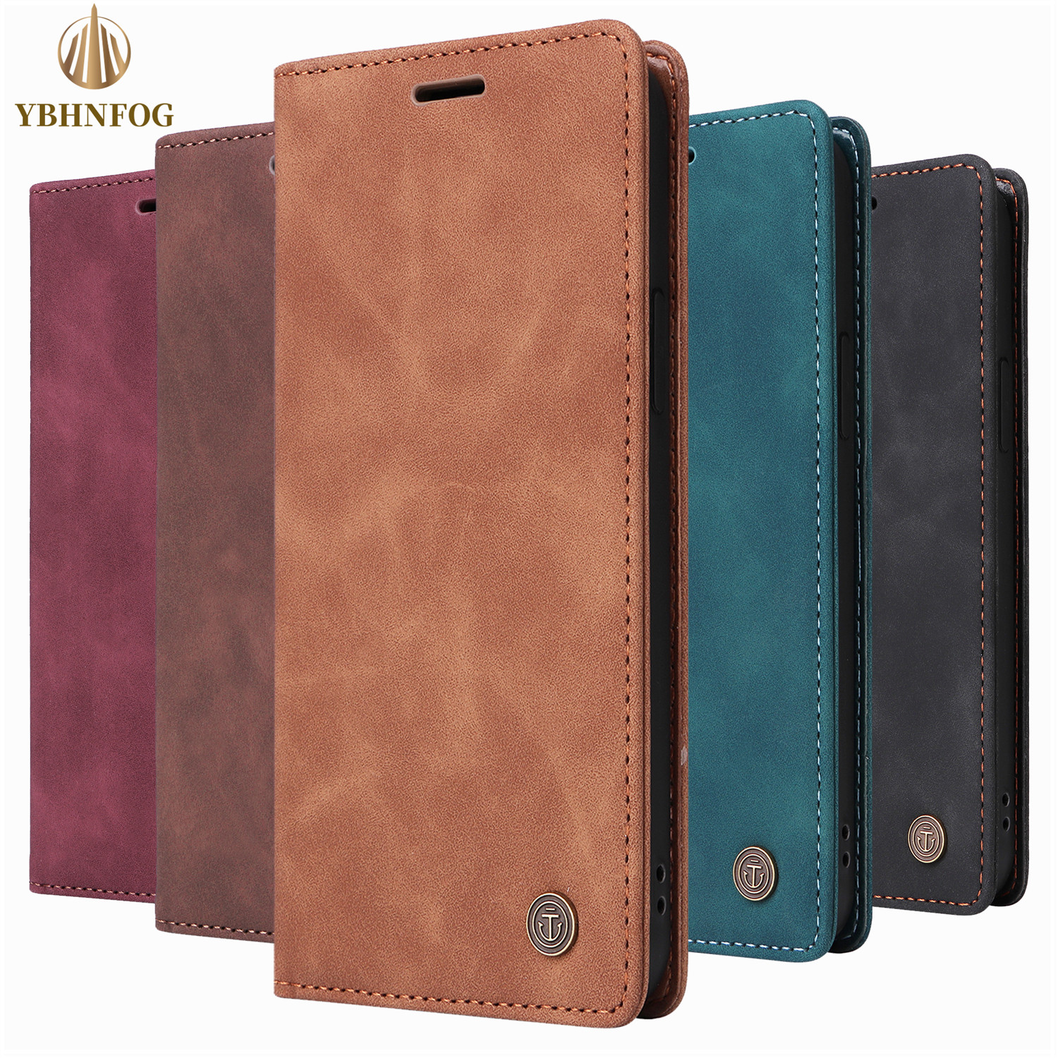 Funda de cuero de lujo con tapa para iPhone 16E 15 14 13 12 11 Pro XR XS Max 6 6S 7 8 Plus SE 2022, soporte tipo billetera, bolsas, funda para teléfono