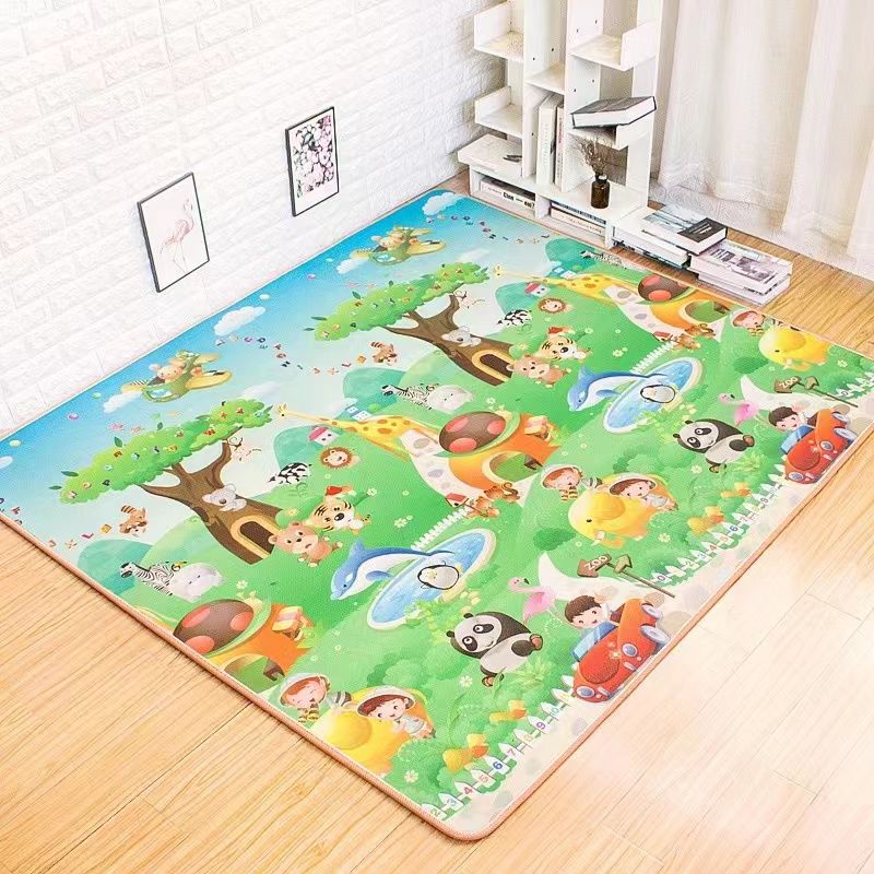 Tapete de brincar para bebês, dupla face, animais, crianças, brinquedos educativos para crianças, piso macio, rastejando, jogo, atividade, academia