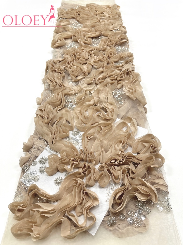 OLOEY, lo último en telas delicadas y elegantes de la mejor calidad, con bordado suave y cuentas, encaje tubular con piedras para vestidos de fiesta y noche.