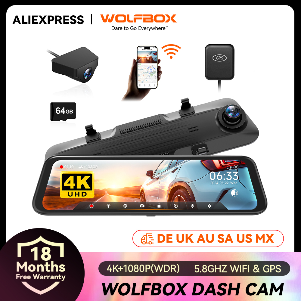 Wolfbox g850 vorne und hinten 4k Dash Cam Auto kamera wdr 1080p Dash Kamera für Auto Fov170 Auto DVR GPS Nachtsicht 24h Parken