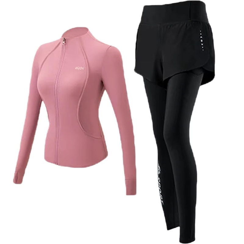 Conjunto de ciclismo feminino de manga comprida para primavera e outono, secagem rápida, para ciclismo de estrada, fitness e esportes ao ar livre.