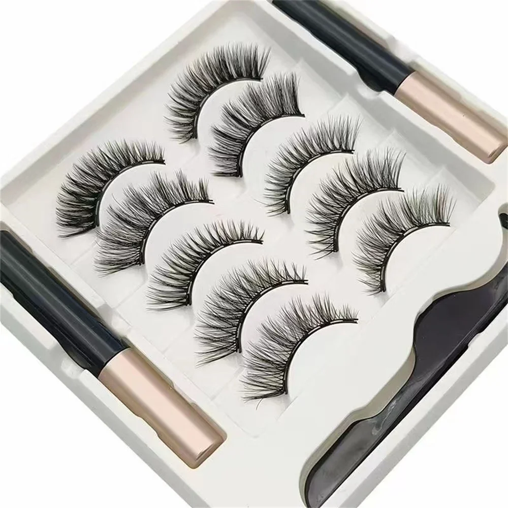 Ensemble de 5 paires de cils magnétiques, bande complète, faux eye-liner naturel, volume spectaculaire, optique, cils synthétiques, maquillage