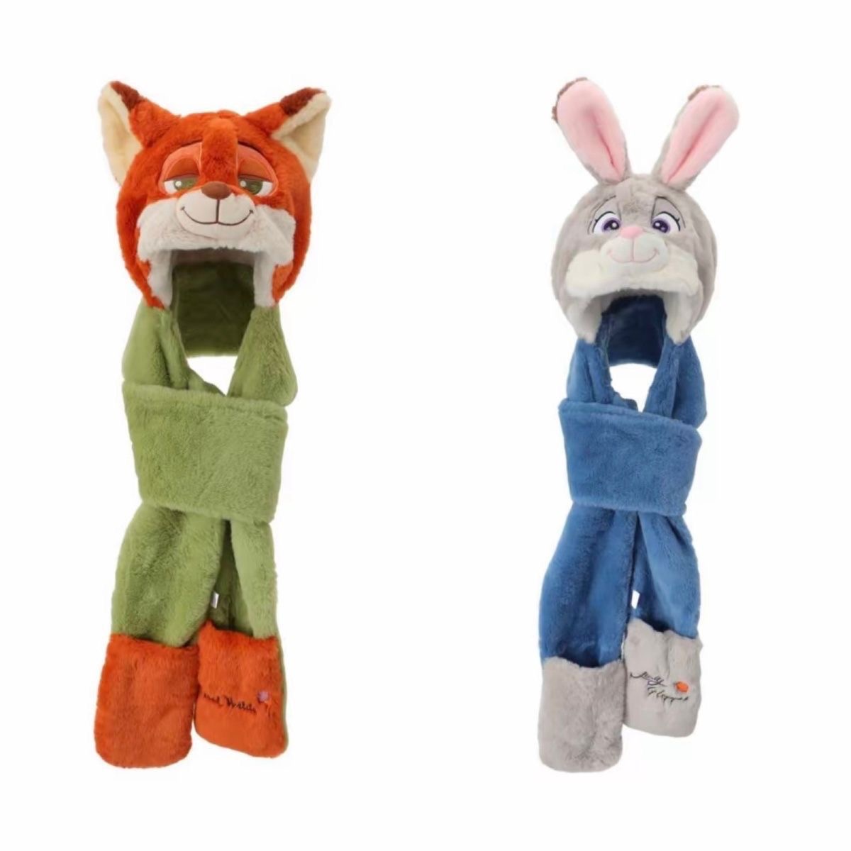 Judy & Nick 3-in-1 Integrated Plush Scarf Hat Gloves Set - Super Soft Cozy Warm Fashionable Cute Design