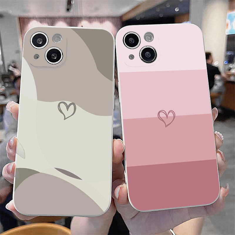 Leuke Kleurrijke Liefde Hart Telefoon Case voor iPhone 17 16 15 14 13 12 11 Pro Max Mini X XS XR 7 Plus Schokbestendige Siliconen Cover Fundas