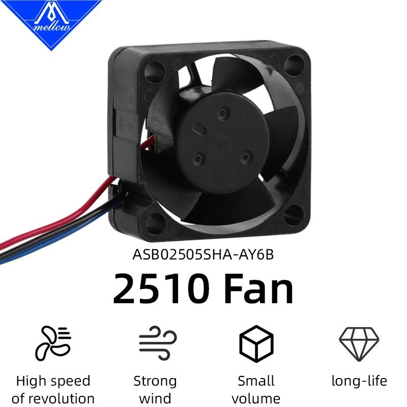 Mellow High Air ปริมาณ 2510 5V 3 ขาลวด Axial Fan ASB02505SHA-AY6B เหมาะสําหรับ Xol Toolheads 3D ชิ้นส่วนเครื่องพิมพ์อัพเกรด