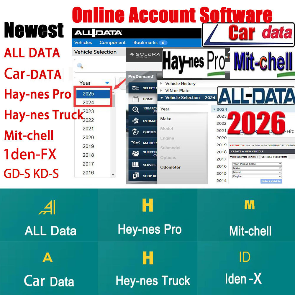 Account online 2026 per diagramma dati per auto Alldata Il più recente software di riparazione auto per officina Tutti i dati Hay-nes Pro Supporto mobile/PC