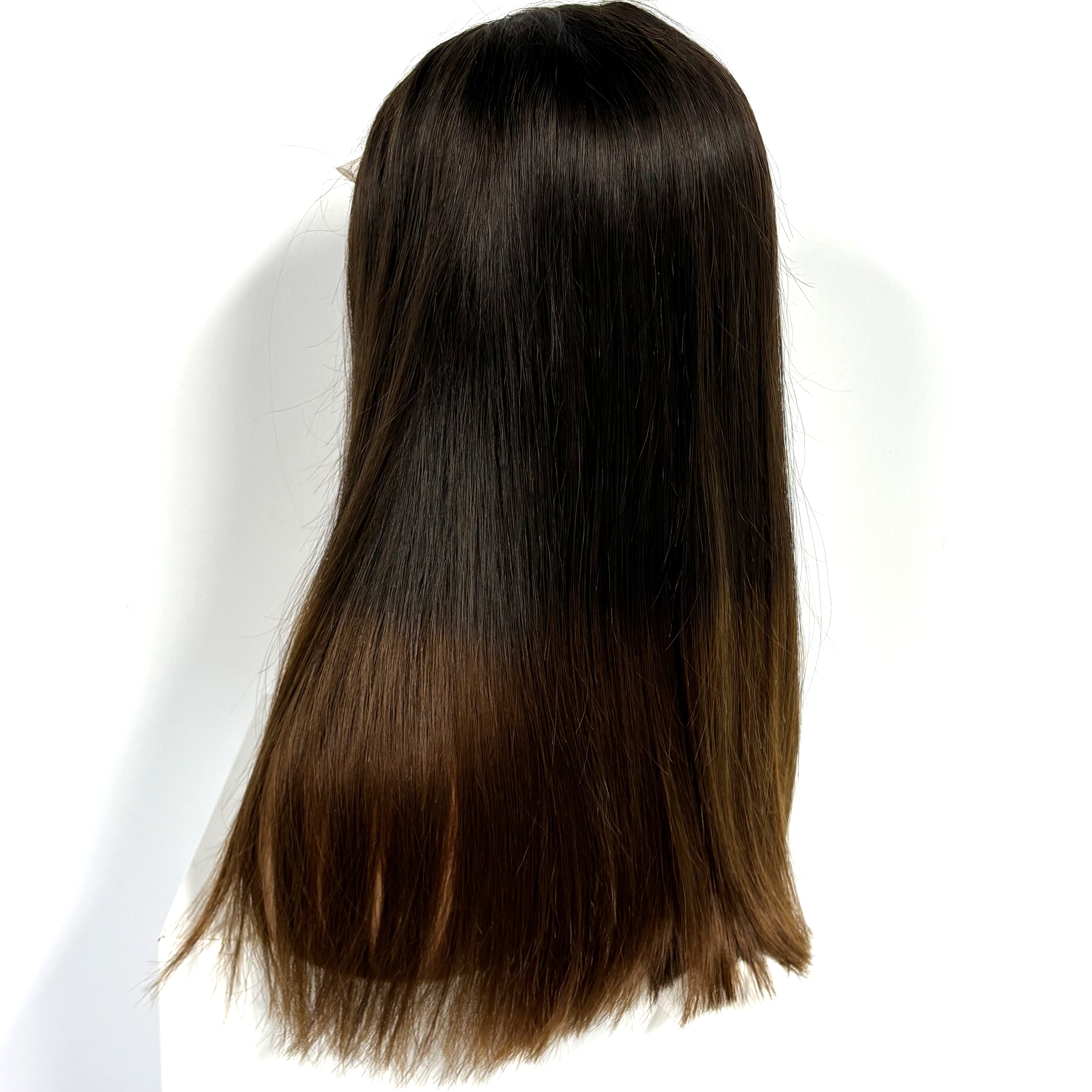 Wig Rambut Manusia Lurus 5x5 Glueless Double Drawn Bone Straight dengan Lace Closure, Kepadatan 300%, Warna Ombre T1B/4 untuk Wanita