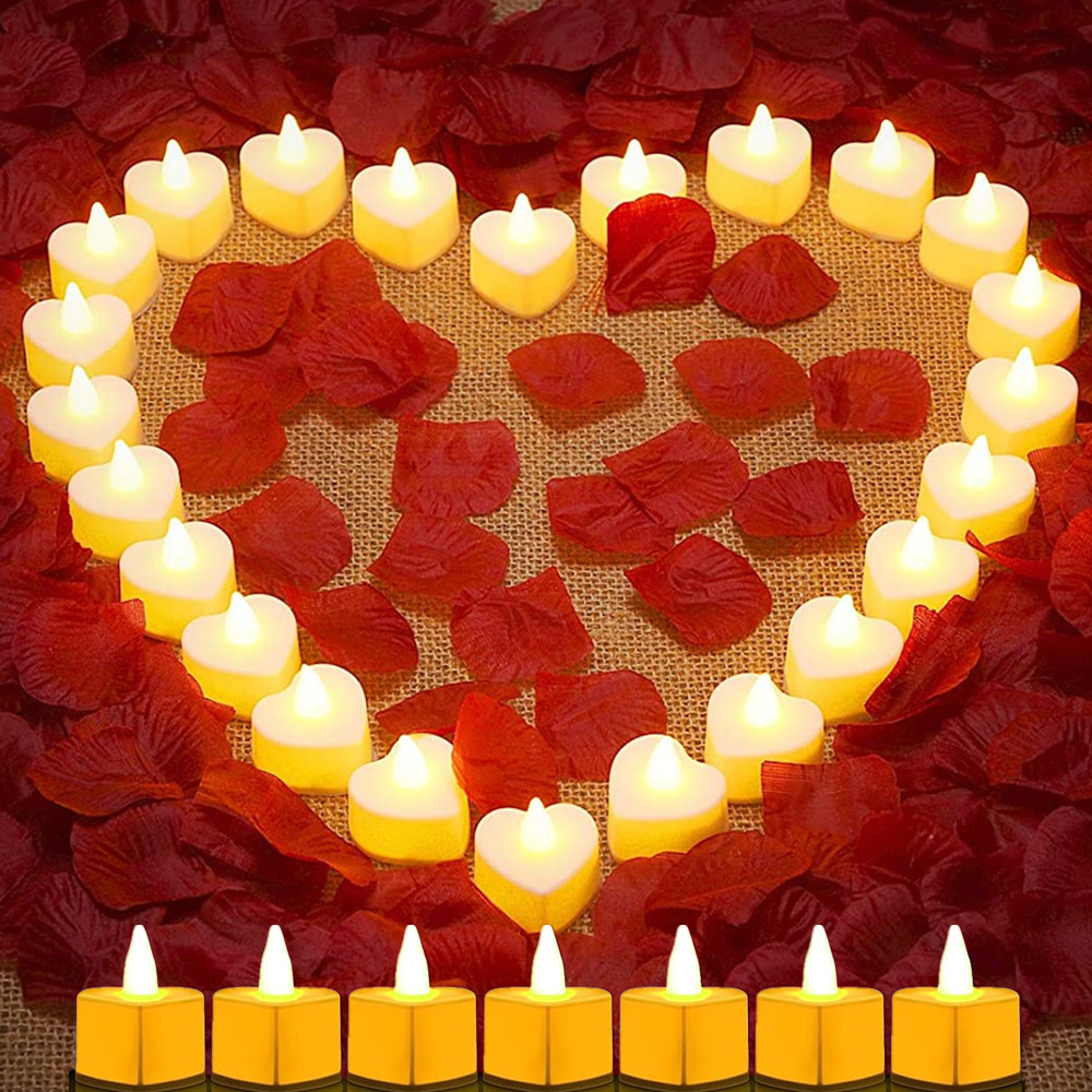 Velas em forma de coração luzes led falso coração velas romântico led tealight vela sem chama para o dia dos namorados festa de casamento noite