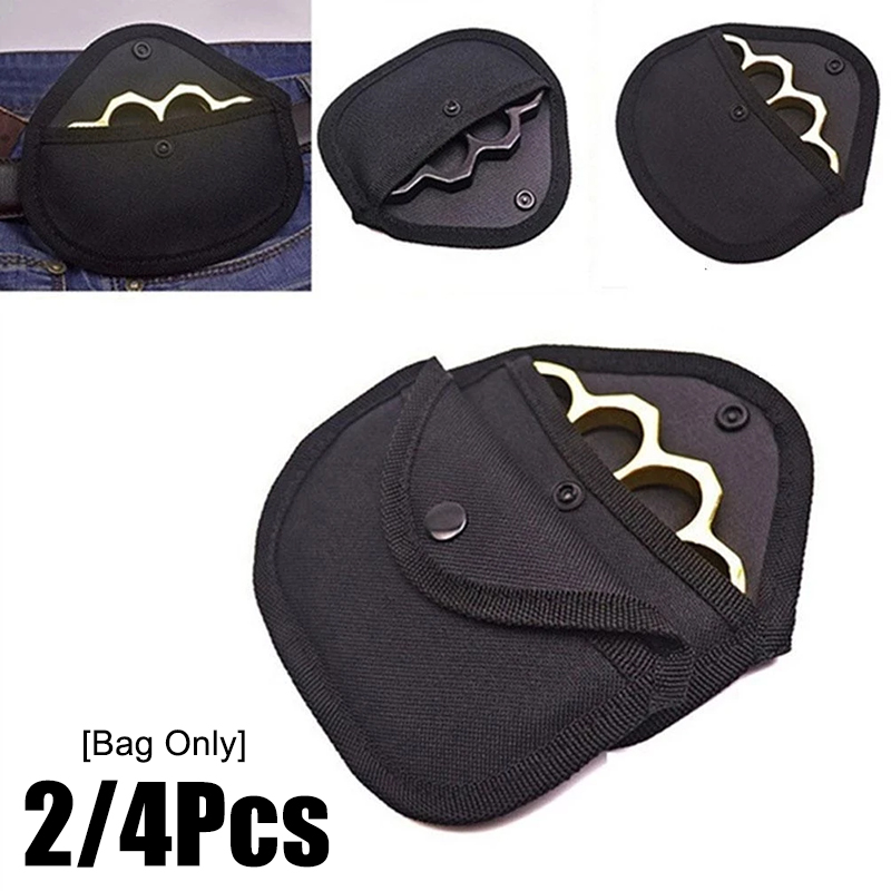 2/4Pcs Taille Beutel Finger Tiger Schutz Tasche Eisen Vier-finger Tuch Abdeckung Stoßfest Weichen Futter Faust ring Hängen Schnalle Tasche