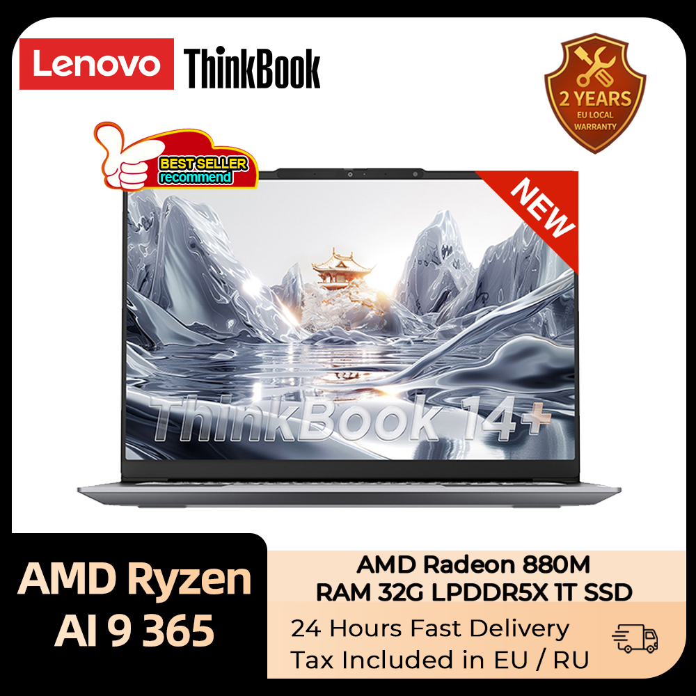 Lenovo ThinkBook 14+ 2024 AI Laptop AMD Ryzen AI 9 365 RAM 32 GB 1 TB SSD Core Graphics 14,5 Zoll 3K LED 120 Hz Bildschirm Notebook-PC