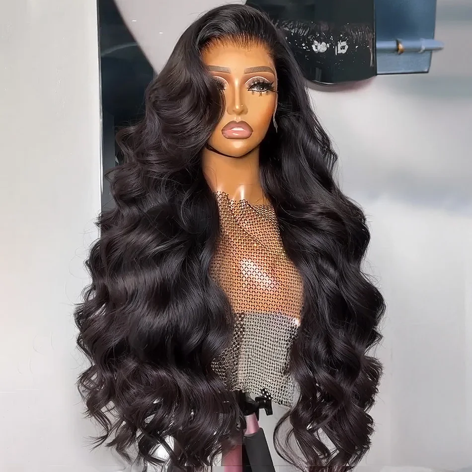Peruka z włosów naturalnych, gęstość 250, fala body wave, 40 cali, peruka typu 13x4 HD Lace Frontal, luźna czarna, peruki typu 13x6 Lace Front, peruki szydełkowe, peruka bez kleju 5x5.