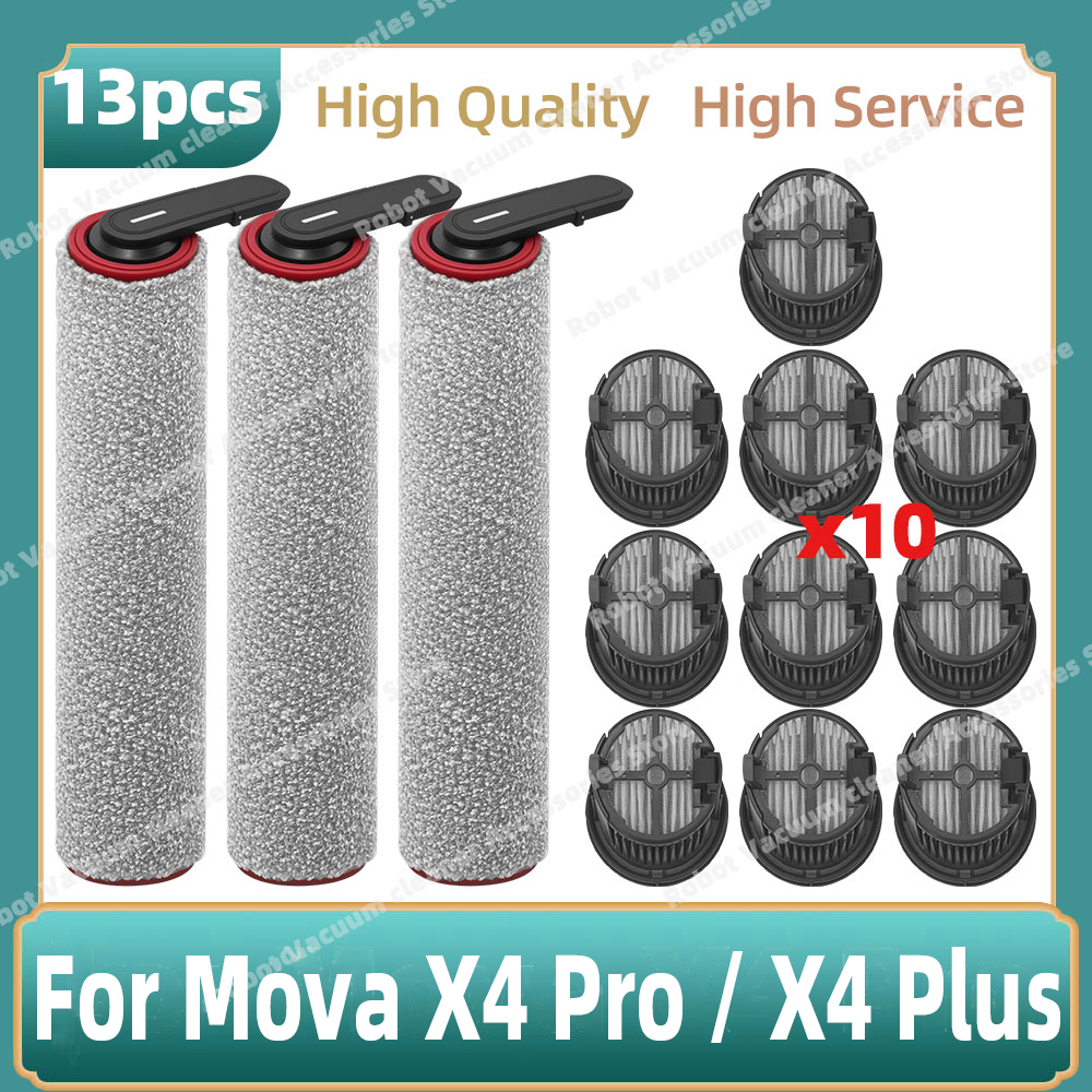 Совместимо с Mova X4 Pro / MOVA X4 Plus, запасные части для моющего пылесоса, роликовая щётка, HEPA-фильтр, аксессуары.