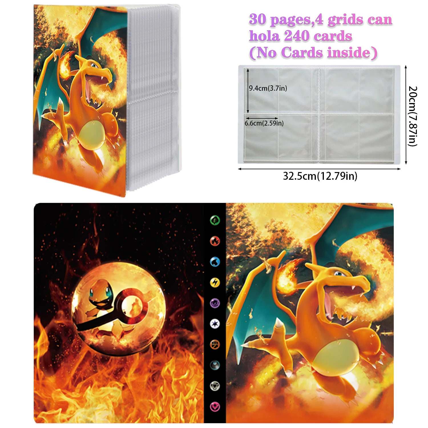 2024 держатель Charizard, папка с коллекциями, аниме, защита для карт, тетрадь для альбома Pokemones, 240 шт., карточная книга