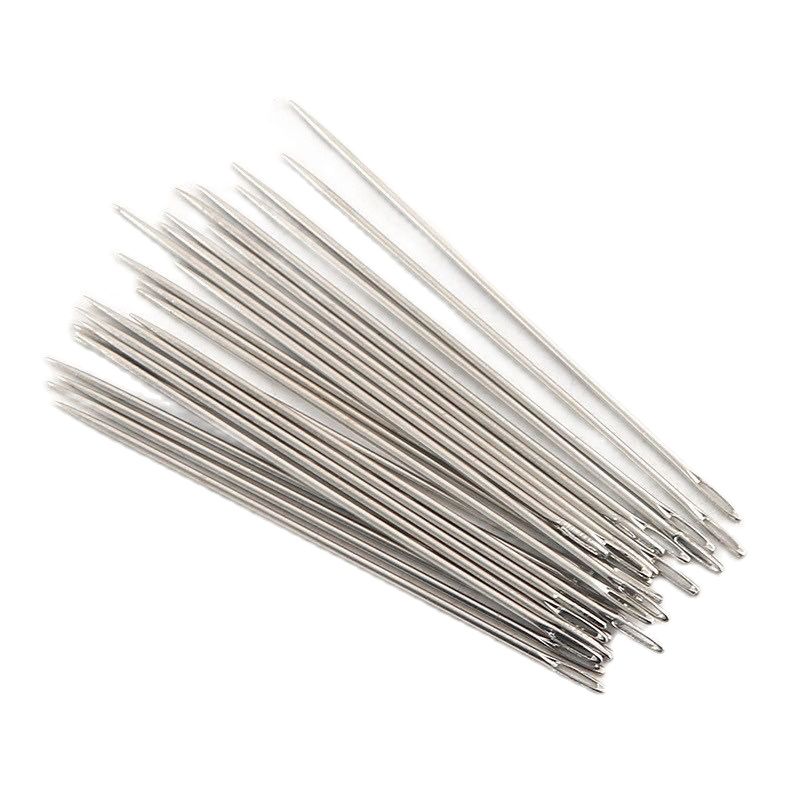 Aguja de coser de ojo grande de acero de dureza, 100 Uds., punto de cruz de acero inoxidable, bordado, costura de ropa, agujas de mano para el hogar