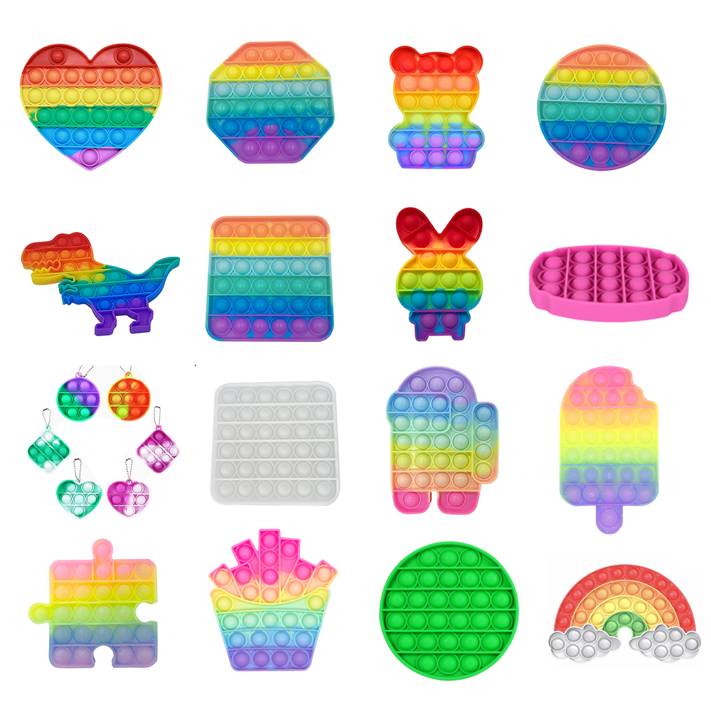Regenboog Fidget Reliver Stress Speelgoed Push Bubble Antistress Speelgoed Volwassen Kinderen Eenvoudig Kuiltje Speelgoed Om Autisme Kinderen Spel Gift te verlichten