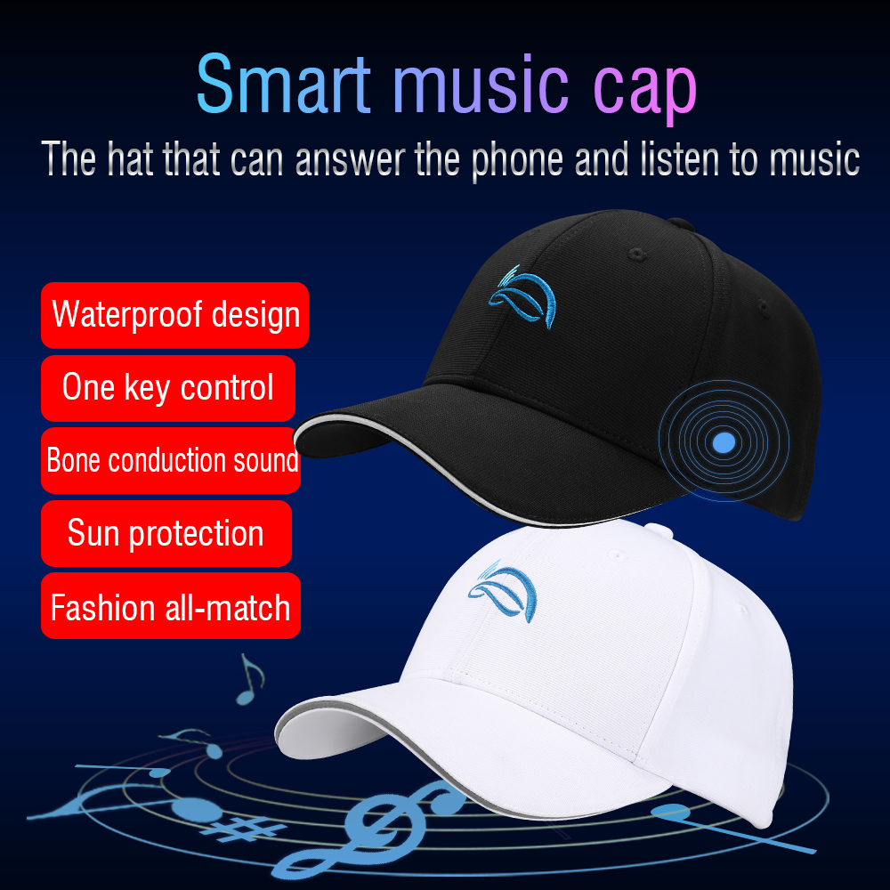 Topi konduksi udara Bluetooth pria wanita, headphone musik tahan hujan topi bisbol dengan mikrofon untuk