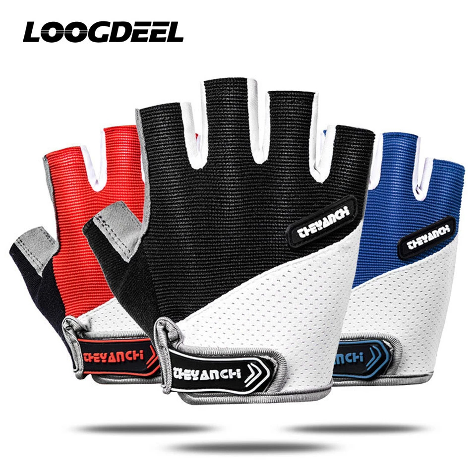 Guantes de ciclismo transpirables de medio dedo, almohadilla antideslizante para motocicleta, MTB, bicicleta de carretera, guantes deportivos para hombres y mujeres