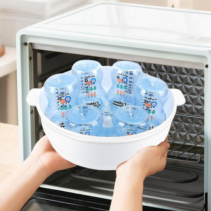 Esterilizador a vapor de micro-ondas para mamadeiras, alta temperatura, esterilizador de mamilos a vapor, armazenamento de suporte de garrafa de bebê