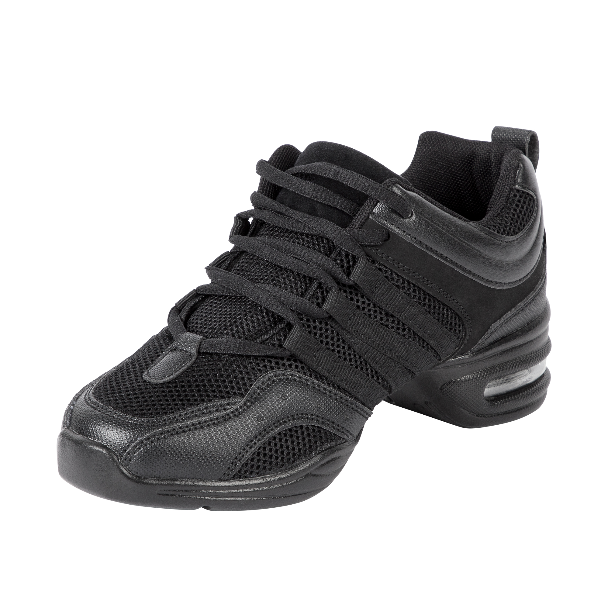 Dynadans-Sapatos femininos de jazz de sola macia preta, tecido respirável, sapatos de dança quadrados modernos, salsa