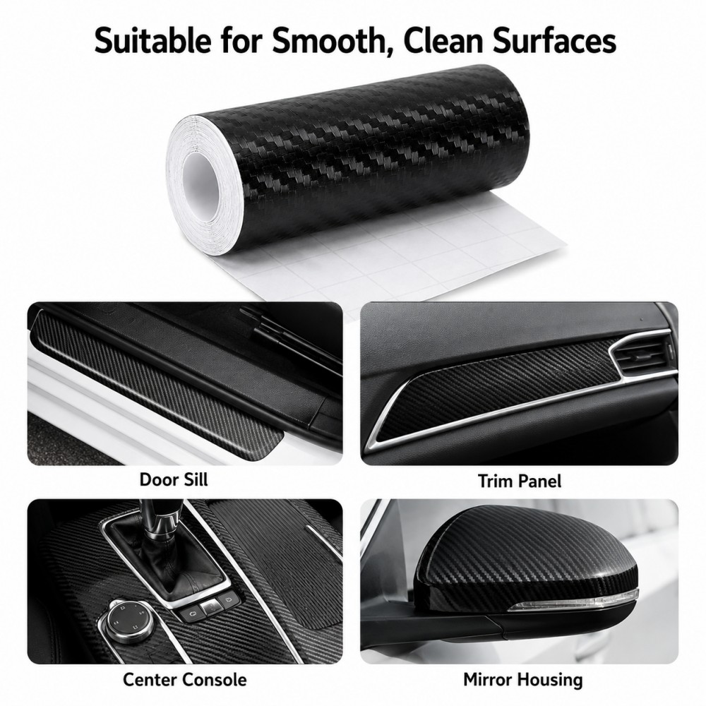 Protector de umbral de puerta de coche de 1m-10m, película anticolisión de fibra de carbono 3D impermeable, tira adhesiva protectora contra arañazos