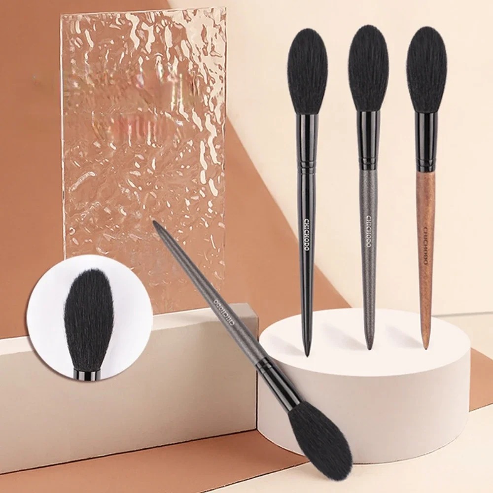 Profissional cabelo de cabra rosto maquiagem iluminador mistura escova alça longa blush escova corretivo escova beleza maquiagem ferramentas