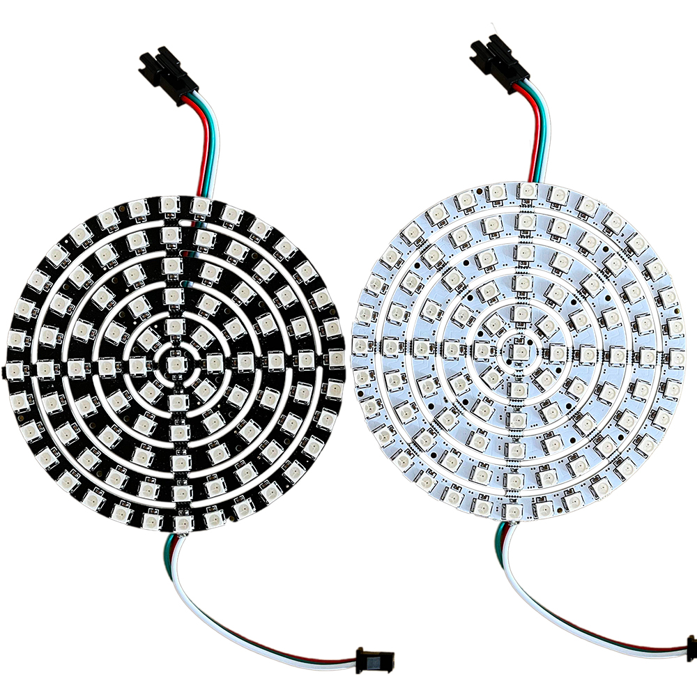 WS2812B cincin Led DC5V, lampu piksel Led bulat hitam putih IC 5050 RGB modul lingkaran dapat diatur sendiri DIY warna penuh