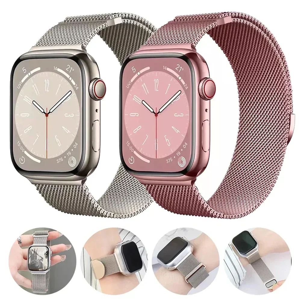 Apple Watch 밴드 용 밀라노 루프 스트랩 44mm 45mm 49mm 40mm 41mm 42mm 38mm 팔찌 Iwatch 시리즈 9 8 7 6 SE 5 4 3 Ultra 2 49mm