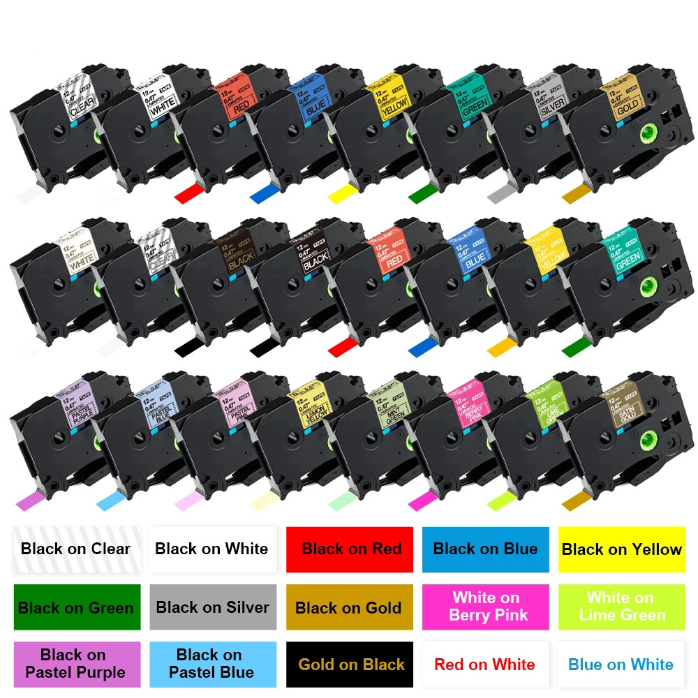 Cinta de etiquetas de repuesto Brother de 12mm TZe 231 negro sobre amarillo limón TZe-MQY31 TZe-MQ531 TZe-MQE31 TZe-MQF31 TZe-MQG31 para P-touch E105