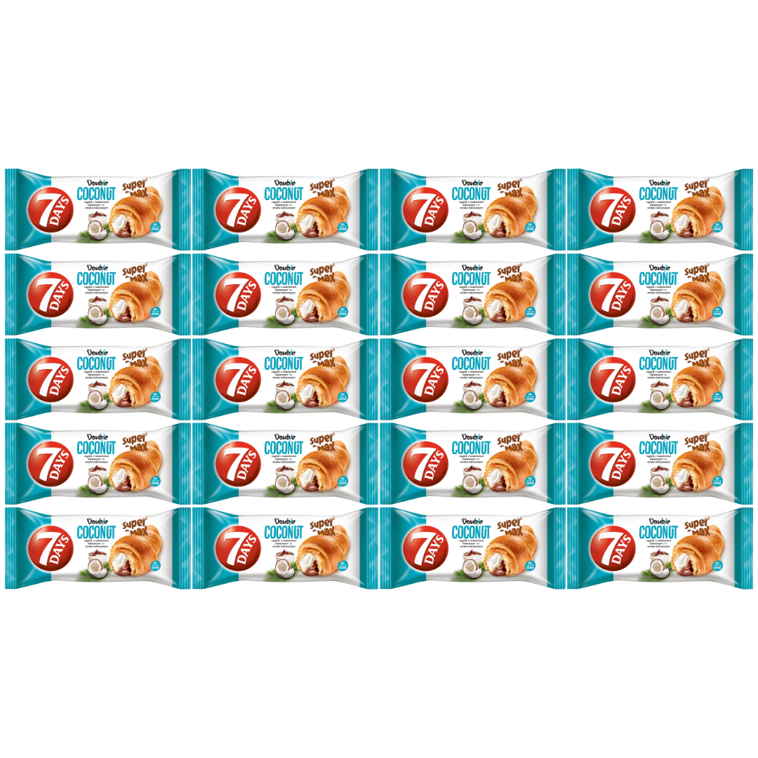 7 Days Doub!e Super Max Rogalik z nadzieniem kakaowym i o smaku kokosowym 110 g x 20 sztuk