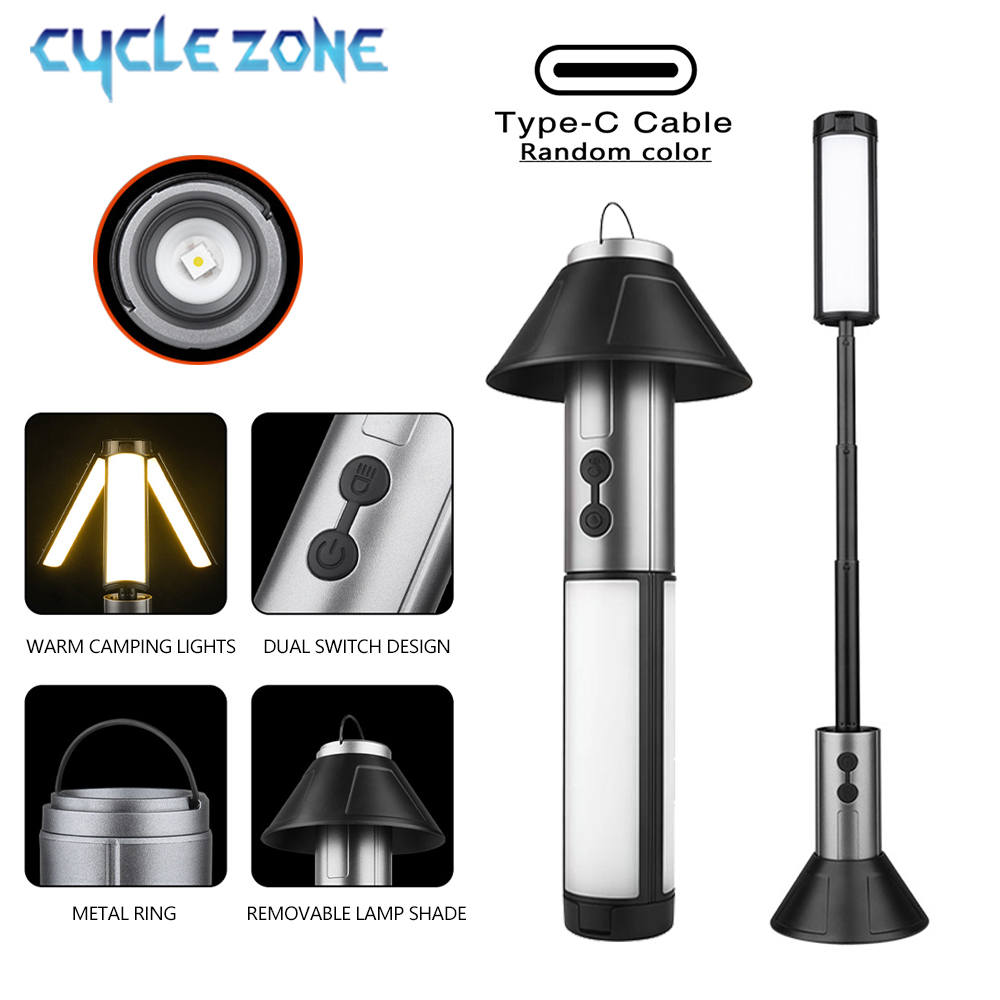 Lampe de Camping multifonctionnelle 2 en 1, lanterne télescopique Rechargeable avec crochet, lampe de travail d'urgence en plein air