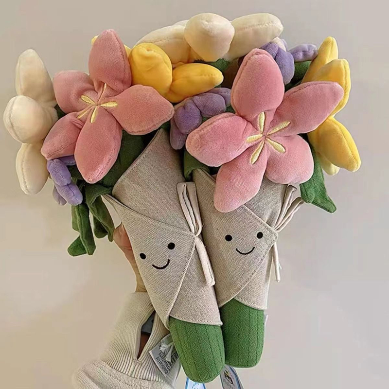 保持花束ぬいぐるみ、かわいい模擬チューリップの花人形、ぬいぐるみ、女の子のためのクリスマス卒業ギフト 28 センチメートル