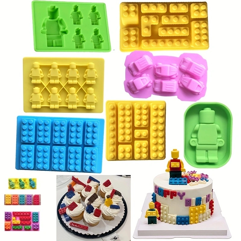 Block Silikonform Gebäude Ziegel Roboter Schokolade Gelee Eiswürfel Tablett Kuchen Dekoration Cupcake Topper Kinder Geburtstag Party Auto