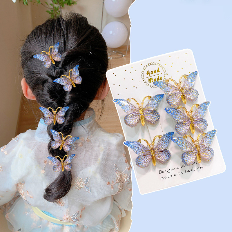 5Pcs Sweet Stereoscopische Kleurverloop Schattige Baby Haarspelden Kinderen Haar Clips Kinderen Hoofddeksels Prinses Baret Meisjes Accessoires