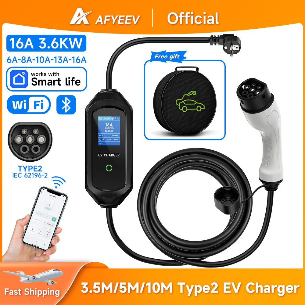 AFYEEV 3600 ワット電気自動車充電器タイプ 2 充電ケーブル EV 充電ステーション EVSE 電気充電器 WiFi Bluetooth アプリ制御