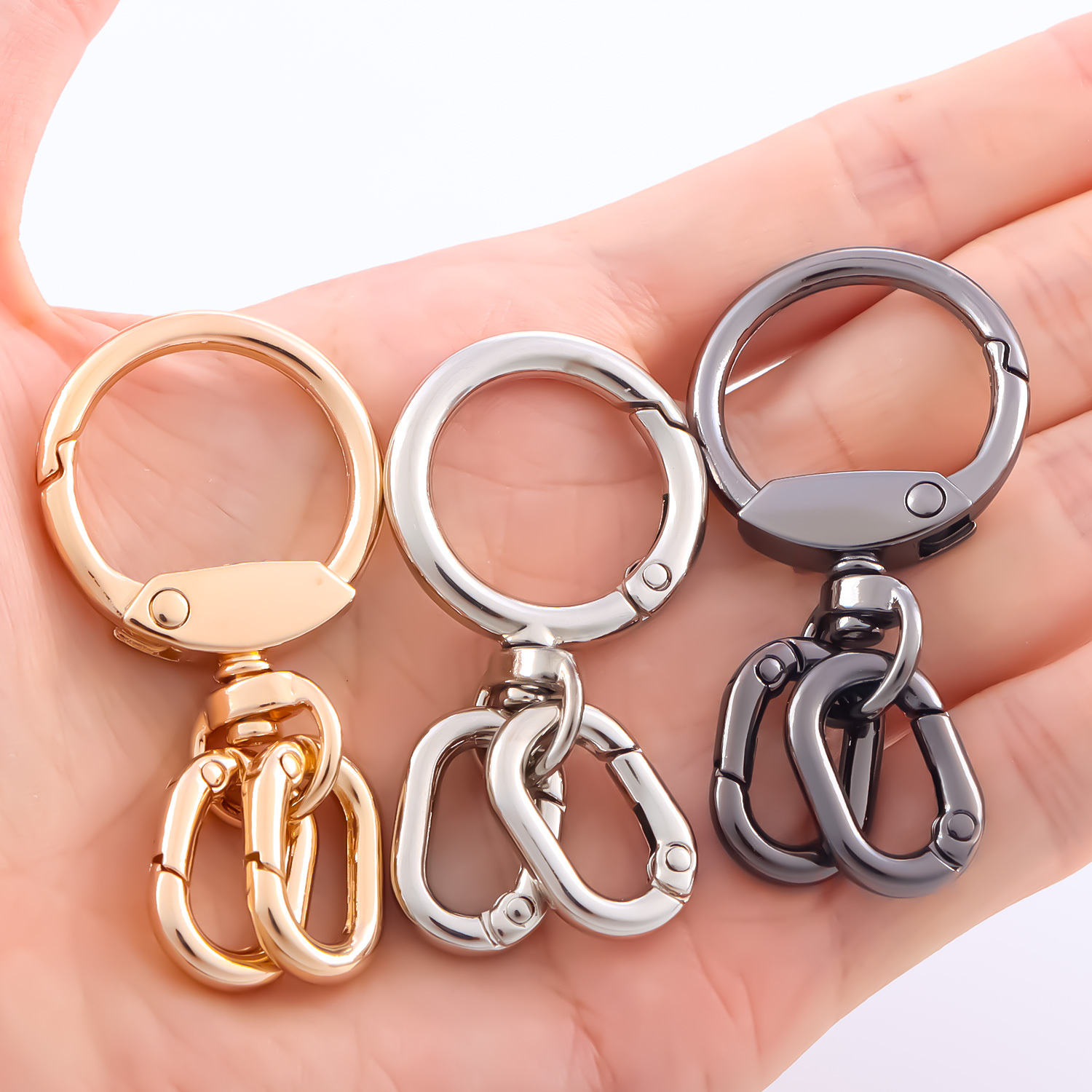 Clip de fermoir pivotant 2 pièces, fermoirs à griffes de homard en métal, fermoir pivotant avec porte-clés pour la fabrication de porte-clés, artisanat de bricolage
